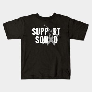 Support Squad Brain Cancer Awareness Gray Ribbon Kids T-Shirt